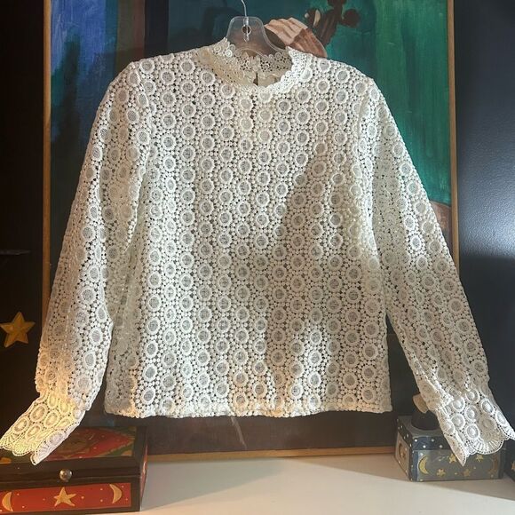 H&M Tops - H&M Crochet White Lace Women's Blouse Size 6